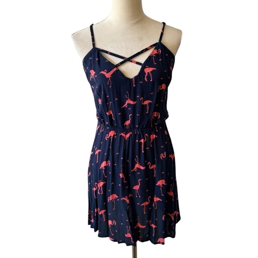 Bailey Blue Flamingo Print Mini Dress Large